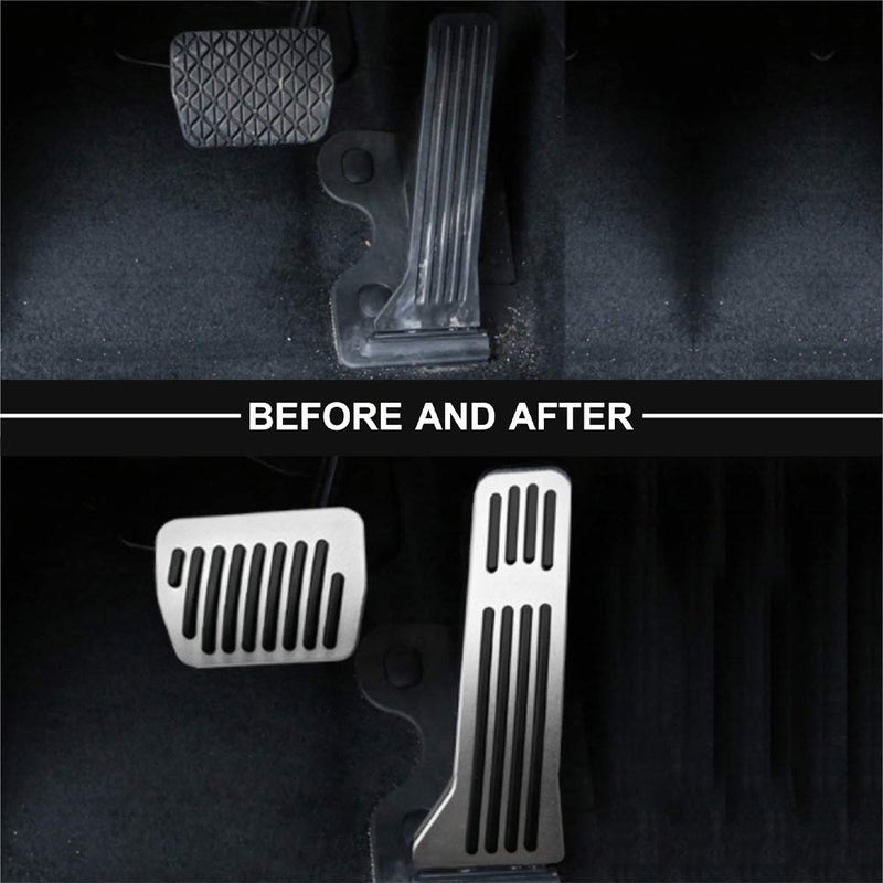 NYZAUTO Anti-Slip Performance Foot Pedal Pads kit Compatible with Mazda 2 3 6 CX3 CX5 CX9, No Drilling Aluminum Brake and Gas Accelerator Pedal Covers - Silver - Image 2